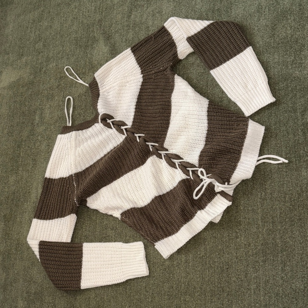 Striped Brown and Cream Sweater